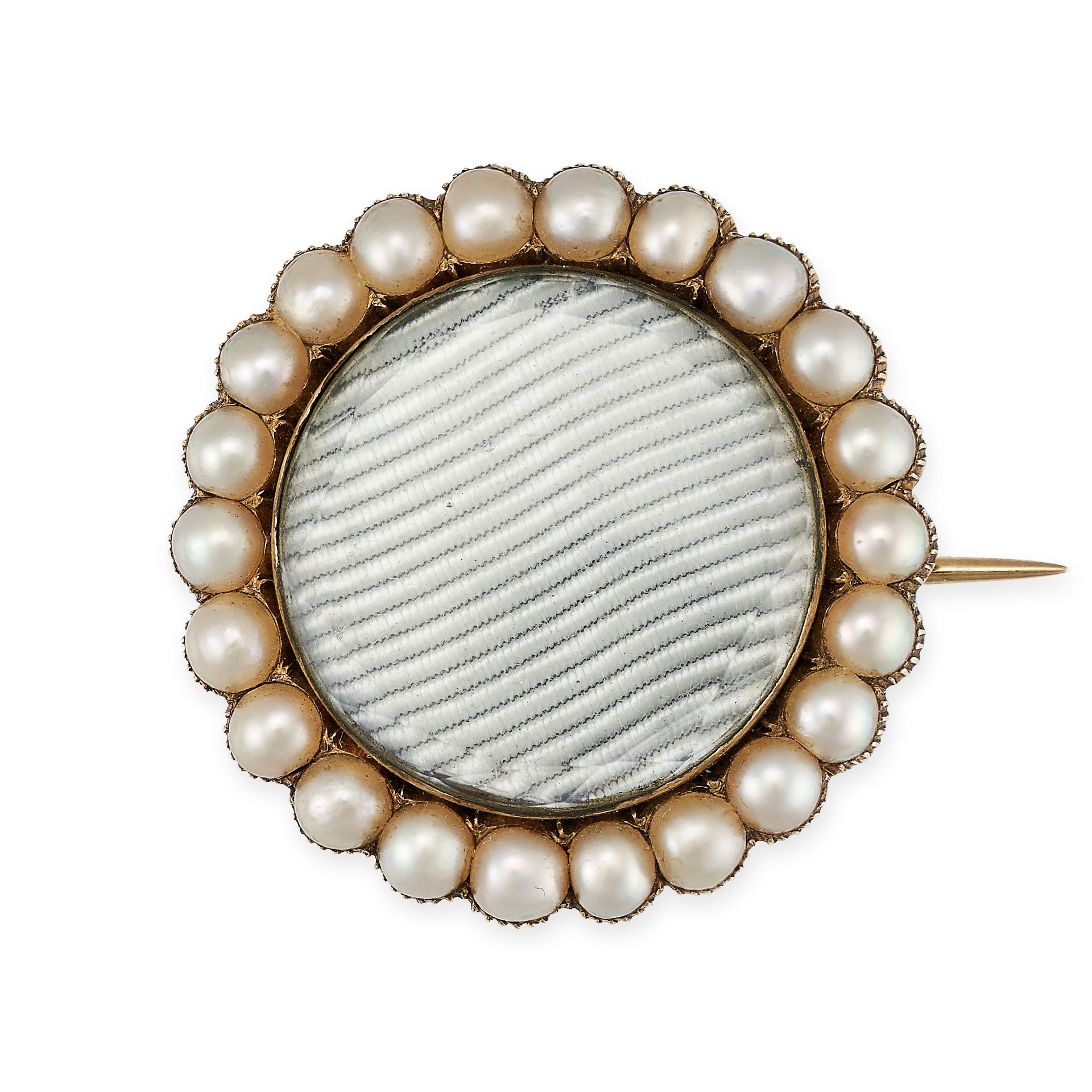 AN ANTIQUE PEARL LOCKET BROOCH, 19TH CENTURY in yellow gold, in circular form with a glass covere... - Image 2 of 4