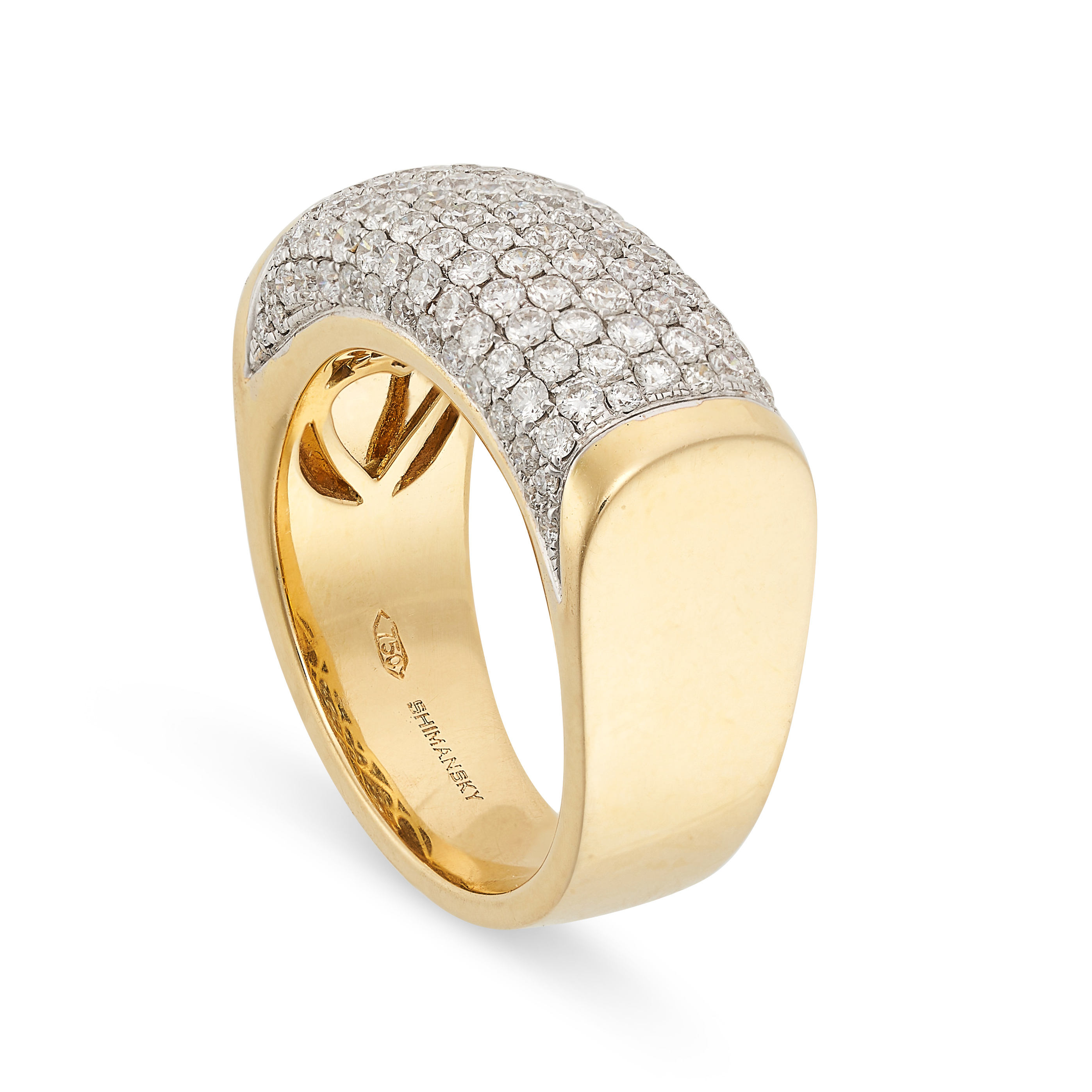 SHIMANSKY, A DIAMOND RING in 18ct yellow gold, pave set with nine rows ...