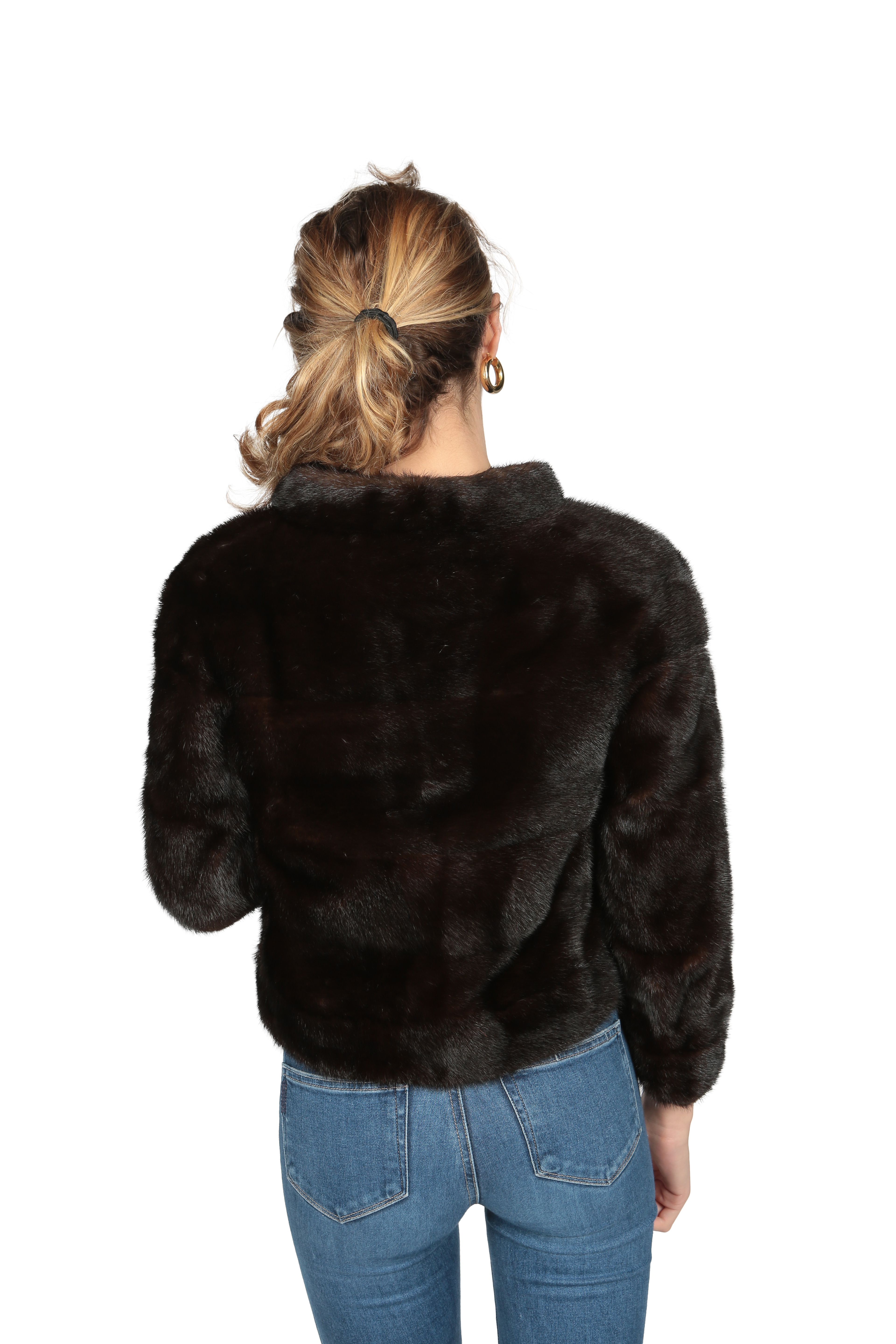 DIOR, A VINTAGE BROWN FUR COAT WITH SHINY BLACK BUTTONS - Image 3 of 5