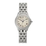 CARTIER, A PANTHERE COUGAR WRISTWATCH in stainless steel, with cream dial, painted Roman numerals...