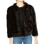 DIOR, A VINTAGE BROWN FUR COAT WITH SHINY BLACK BUTTONS