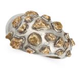 SOLANGE AZAGURY PARTIRDGE, A CUFF BANGLE in silver, the abstract hinged body with gold plated tex...