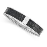 HERMES, A BLACK CROCODILE EMBOSSED BANGLE