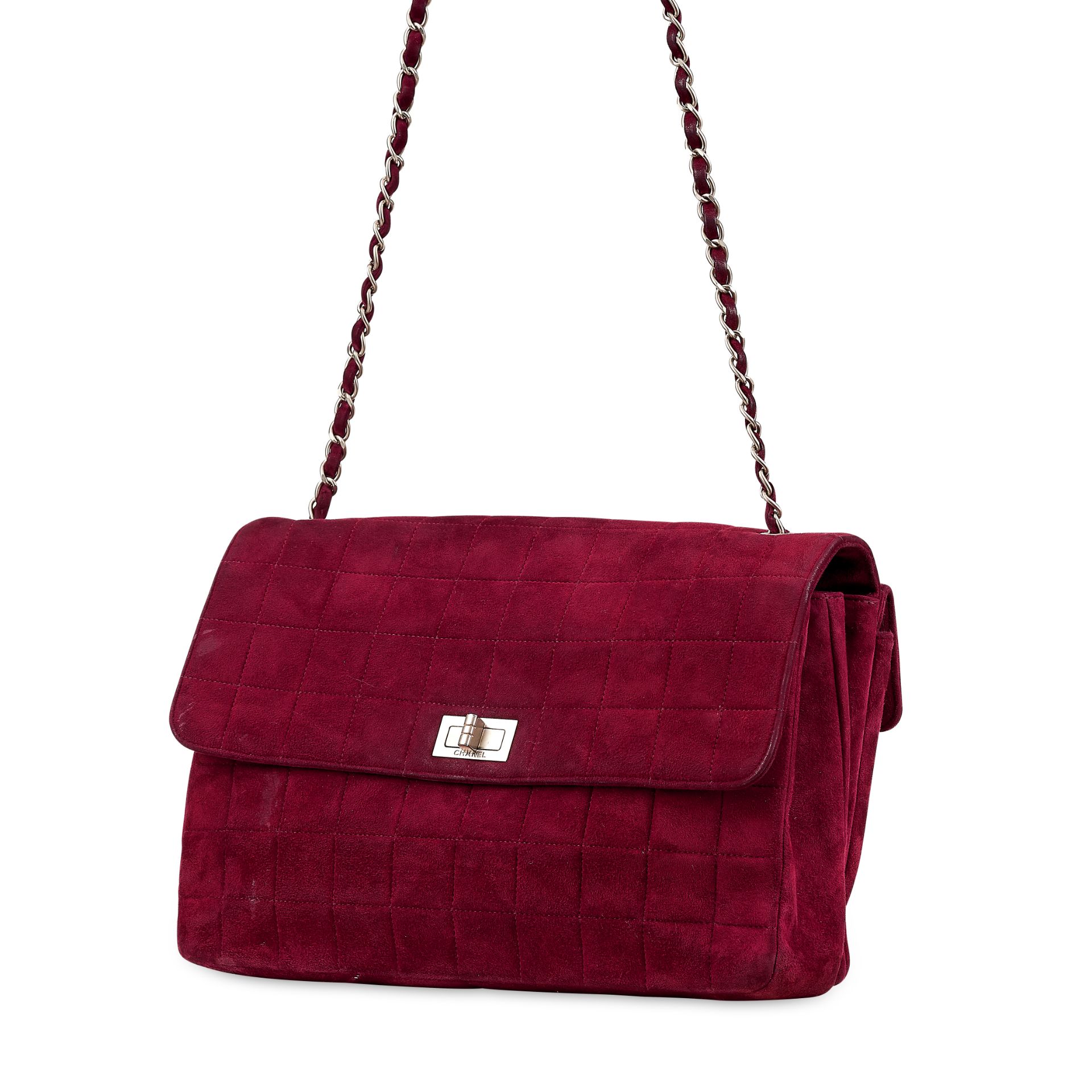 CHANEL, A BURGUNDY SUEDE MULTI-POCKET REISSUE LOCK BAG - Bild 2 aus 6