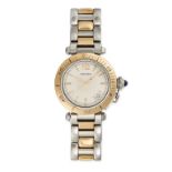 CARTIER, A PASHA DE CARTIER WRISTWATCH in 18ct yellow gold stainless steel, model 1034, with an e...
