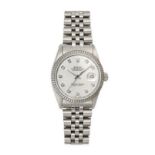 ROLEX, A VINTAGE OYSTER PERPETUAL DATEJUST WRIST WATCH in stainless steel, circa 1989, model ref ...