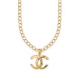 CHANEL, A VINTAGE CC LOGO NECKLACE comprising a chain terminating in a large CC logo pendant, sig...