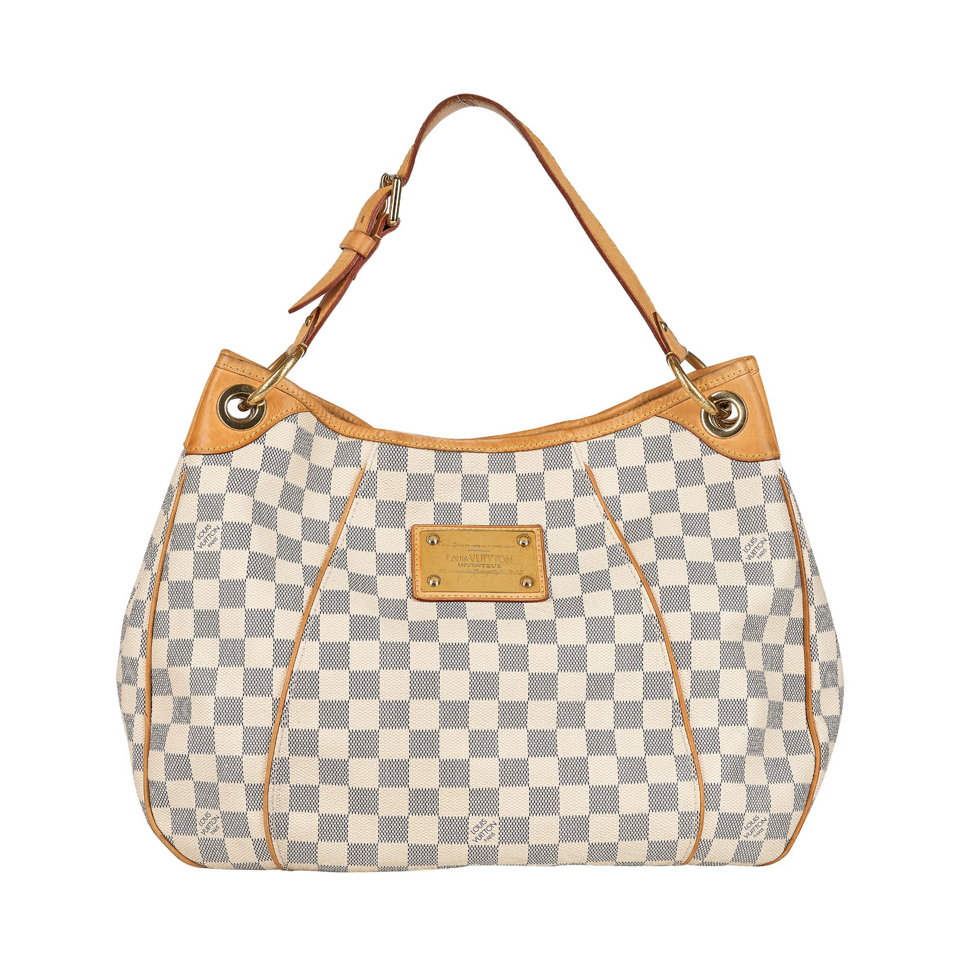 LOUIS VUITTON, A DAMIER AZUR CANVAS GALLERIA PM SHOULDER BAG