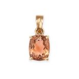 A PINK TOURMALINE PENDANT in 18ct yellow gold, set with a cushion cut pink tourmaline of 2.50 car...