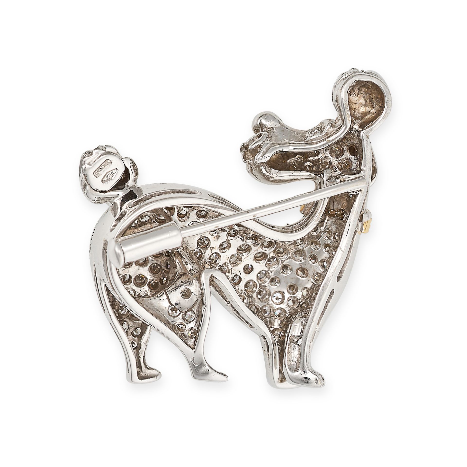 A DIAMOND DOG BROOCH in 18ct white gold, designed as a poodle pave set throughout with round bril... - Image 2 of 2