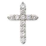 A DIAMOND CROSS PENDANT designed as a cross set with round brilliant cut diamonds, no assay marks...