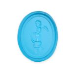 A MODERN MOULDED GLASS SEAL cast from an intaglio, the oval moulded blue glass depicting Cupid in a