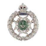 A DIAMOND AND ENAMEL REGIMENTAL BROOCH / BADGE CAP for the Rajputana Rifles, relieved in green, b...