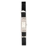 AN ART DECO DIAMOND LADIES COCKTAIL WATCH in platinum and 18ct white gold, the rectangular face s...