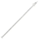 A DIAMOND LINE BRACELET in 18ct white gold, comprising a row of round brilliant cut diamonds, the...