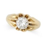 A DIAMOND GYPSY RING in 9ct yellow gold, set with a round brilliant cut diamond of approximately ...