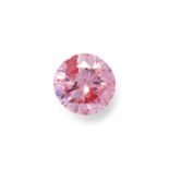 A 0.21 CARAT FANCY INTENSE PURPLISH PINK DIAMOND the round brilliant cut pink diamond of 0.21 car...