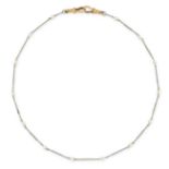 A PEARL CHAIN NECKLACE in platinum and 18ct yellow gold, comprising alternating pearls and platin...
