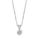 A SOLITAIRE DIAMOND PENDANT NECKLACE in white gold, set with a round brilliant cut diamond of 0.9...