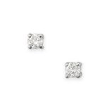 A PAIR OF DIAMOND STUD EARRINGS in 18ct white gold, each set with a round brilliant cut diamond, ...