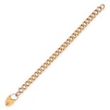 AN ANTIQUE CURB LINK SWEETHEART BRACELET in 15ct yellow gold, the curb link bracelet with a heart...