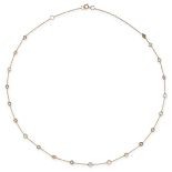 A DIAMOND CHAIN NECKLACE in 18ct yellow gold, the chain set with twenty one rose cut diamonds, st...