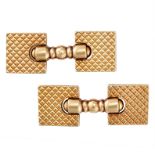 CARTIER, A PAIR OF GOLD SNAFFLE CUFFLINKS in 18ct yellow gold, in a textured gold design, signed ...