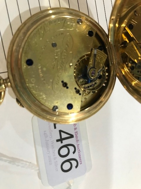 AN 18 CARAT GOLD HUNTER POCKET WATCH AND CHAIN - Image 11 of 11