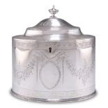 A GEORGE III RARE SILVER TEA CADDY