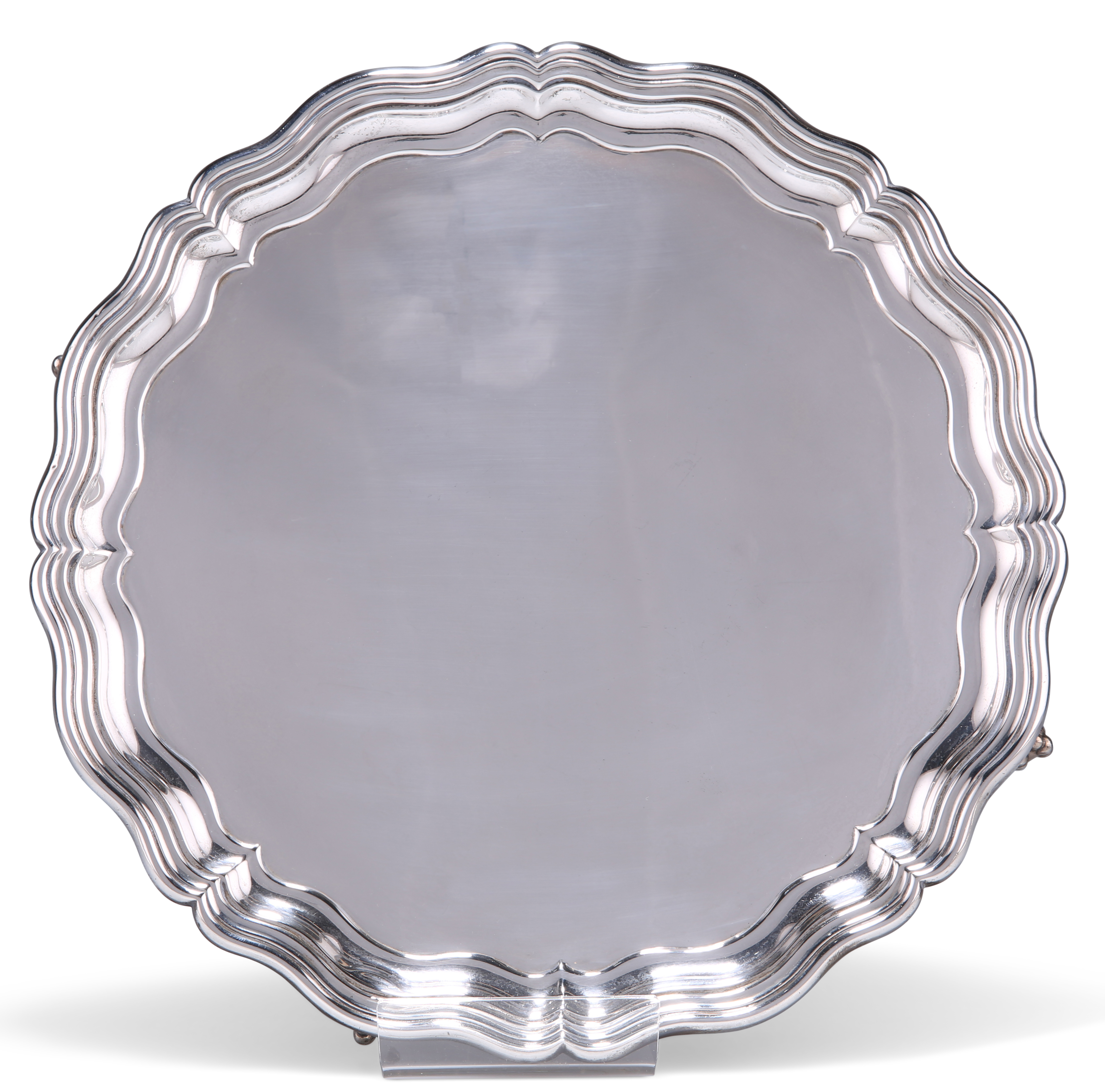 AN EDWARDIAN SILVER SALVER