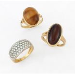 THREE 9 CARAT GOLD GEM-SET RINGS