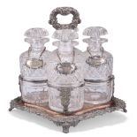 A WILLIAM IV OLD SHEFFIELD PLATE FOUR-BOTTLE DECANTER STAND