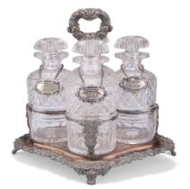 A WILLIAM IV OLD SHEFFIELD PLATE FOUR-BOTTLE DECANTER STAND