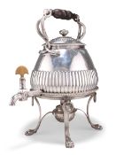 A GEORGE III FINE SILVER KETTLE ON STAND