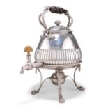 A GEORGE III FINE SILVER KETTLE ON STAND