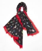 ALEXANDER MCQUEEN - A JEWELLED BUGS MODAL AND WOOL SCARF / SHAWL