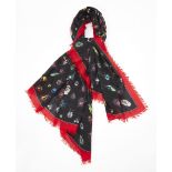 ALEXANDER MCQUEEN - A JEWELLED BUGS MODAL AND WOOL SCARF / SHAWL