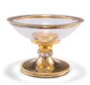 A GERMAN SILVER-GILT AND ROCK CRYSTAL DISH