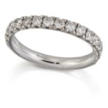 AN 18 CARAT WHITE GOLD DIAMOND HALF HOOP RING