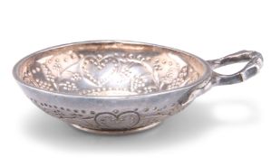 AN 18TH CENTURY FRENCH SILVER TASTEVIN