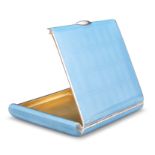 A CONTINENTAL SILVER AND BLUE ENAMEL CIGARETTE CASE