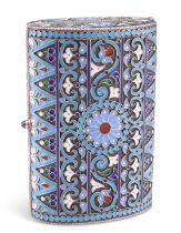 A RUSSIAN SILVER AND CHAMPLEVÉ ENAMEL BOX