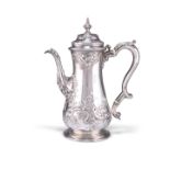 A GEORGE II SILVER COFFEE POT