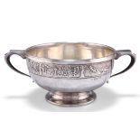 A GEORGE V SILVER TWO-HANDLED BOWL, WITH SCENES FROM PETER PAN