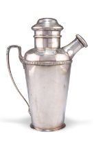 A SILVER-PLATED COCKTAIL SHAKER