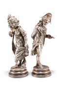 AFTER ANTONIO PANDIANI, A PAIR OF SILVER-PLATED FIGURES