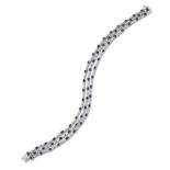 AN 18 CARAT WHITE GOLD SAPPHIRE AND DIAMOND BRACELET