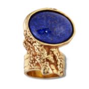 YVES SAINT LAURENT - A GILT-METAL AND PASTE ARTY RING