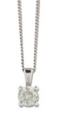 A SOLITAIRE DIAMOND PENDANT, ON AN 18 CARAT WHITE GOLD CHAIN