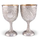 A PAIR OF INDIAN SILVER GOBLETS